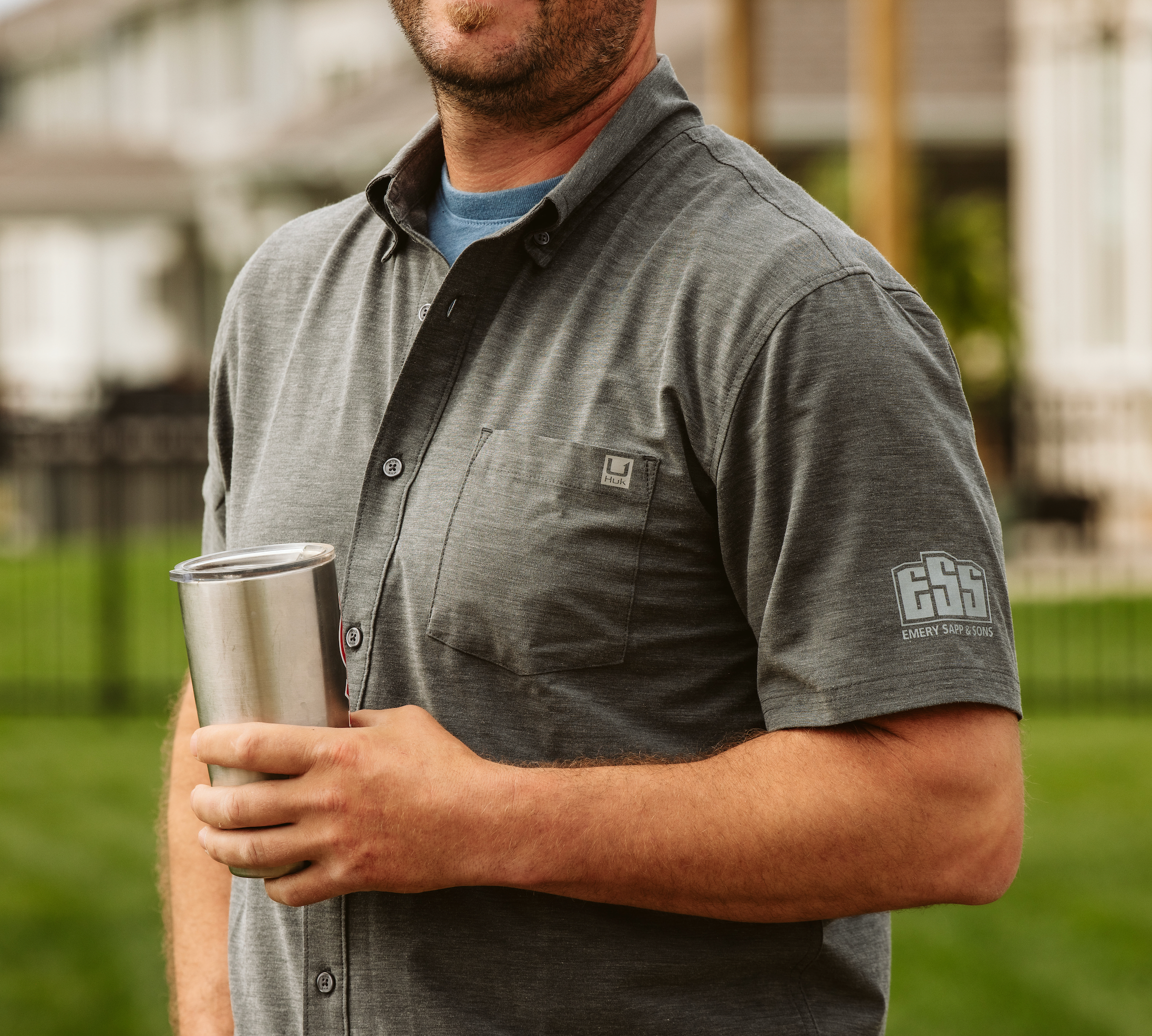 Huk Ash Action Short Sleeve Button Down